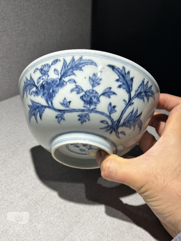 明成化 青花花卉碗一对 - 图9